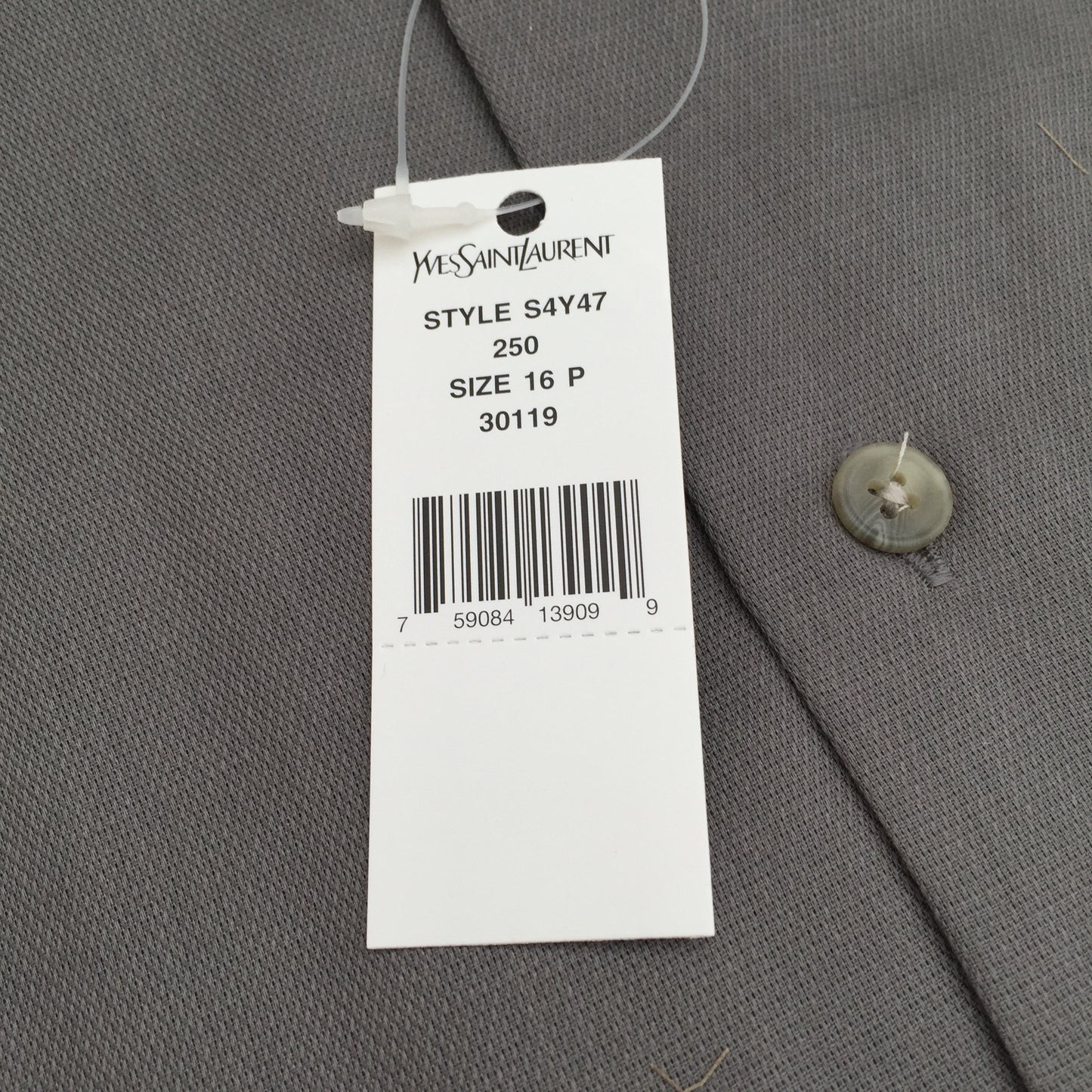 Yves Saint Laurent - Nickel Gray Band Collar Shirt
