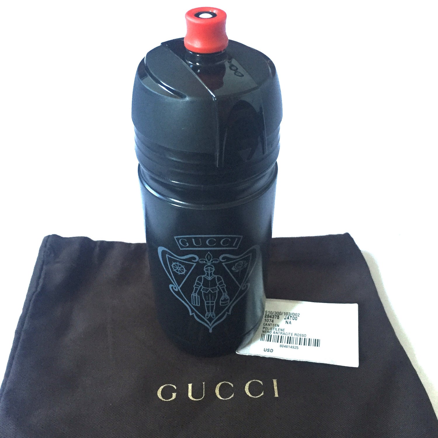 Gucci - Crest Logo Black Bianchi Water Bottle Canteen – eluXive