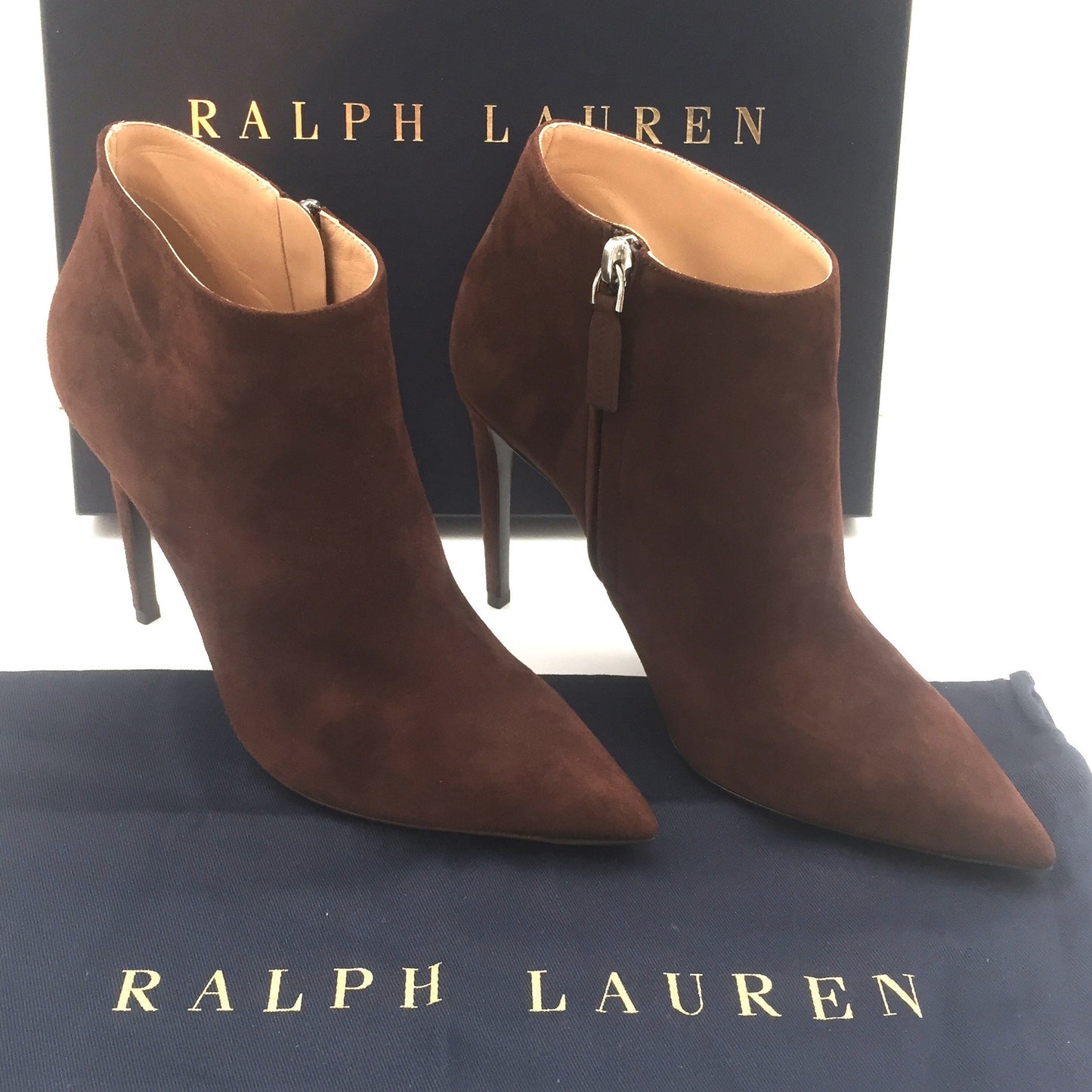 Ralph Lauren - Brown Suede Ankle Boot Heels