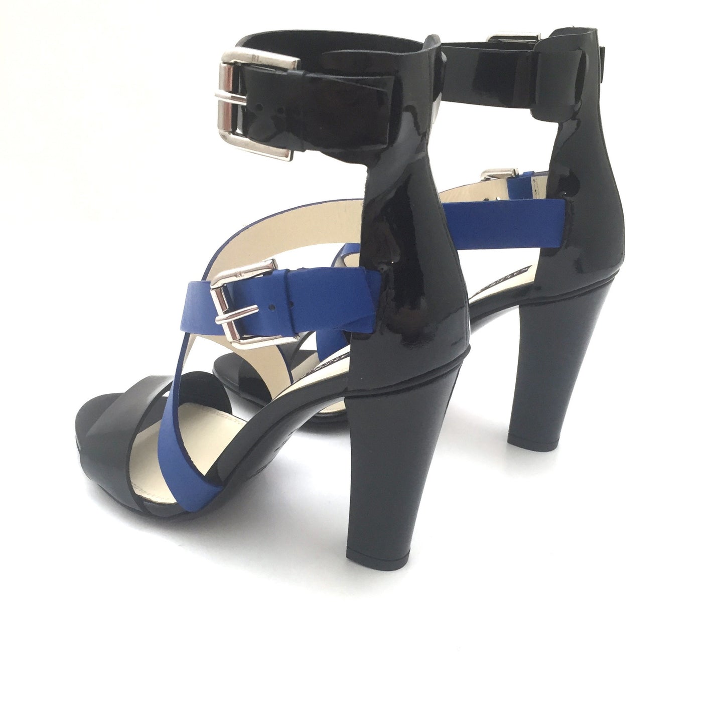 Ralph Lauren - Black & Blue Leather 'Kairo' Heels