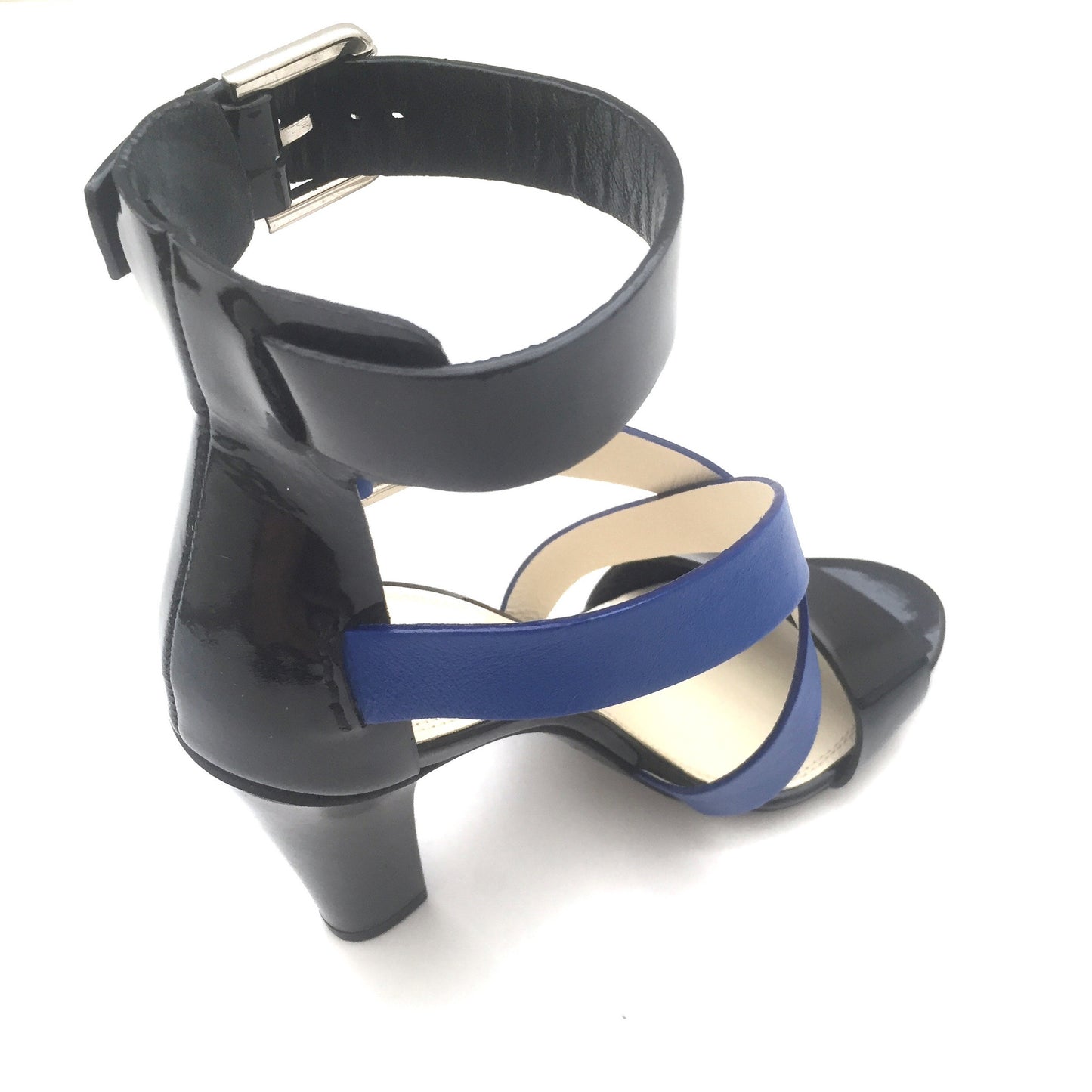 Ralph Lauren - Black & Blue Leather 'Kairo' Heels