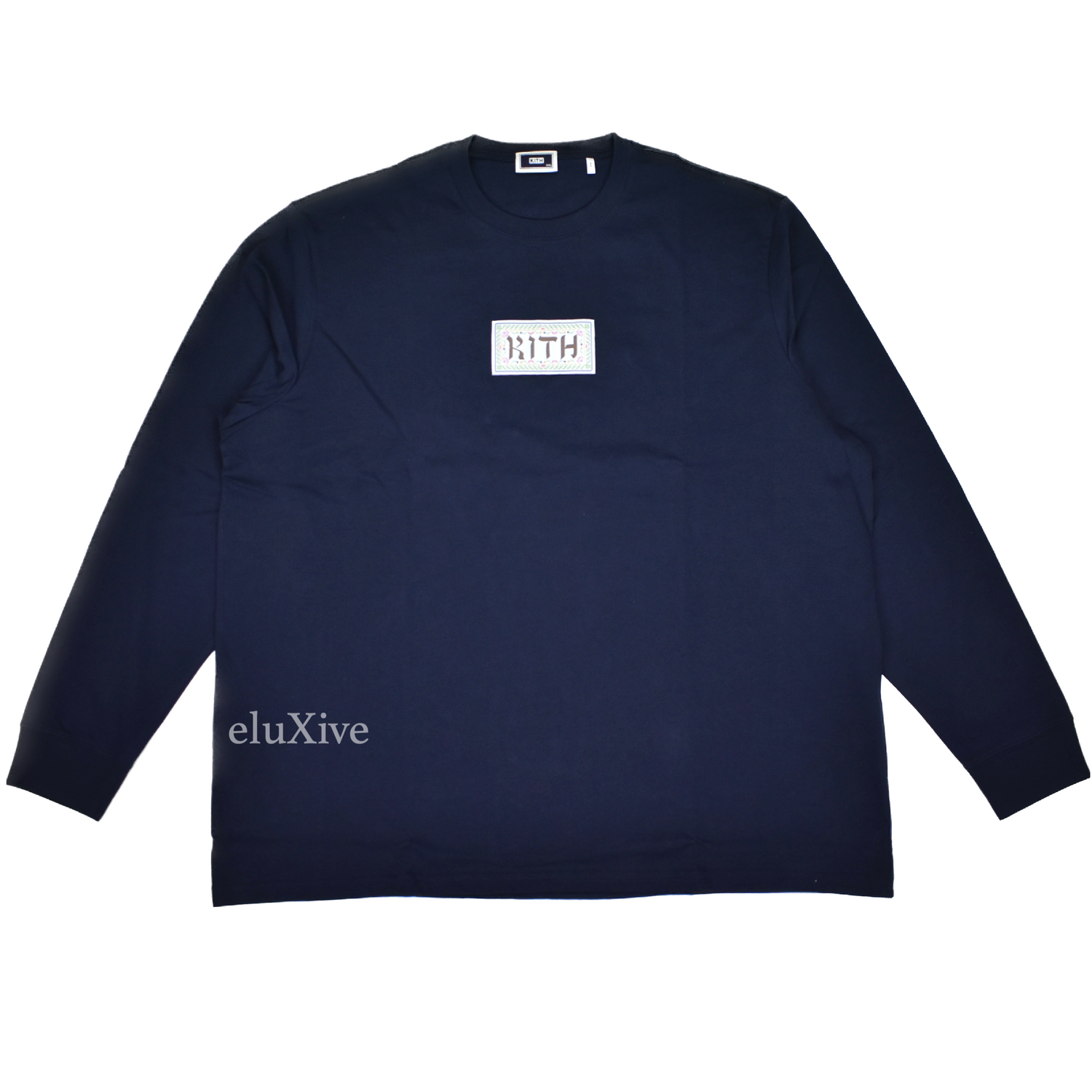 Kith - Hanukkah Ornamental Hebrew Logo L/S T-Shirt (Navy Kith - Hanukkah Ornamental Hebrew Logo L/S T-Shirt (Navy