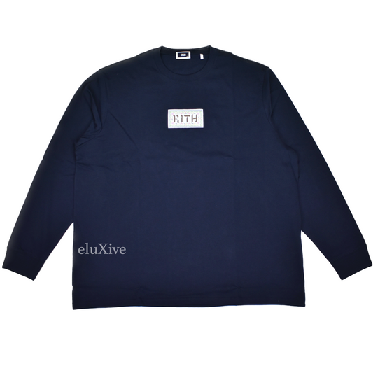 Kith - Hanukkah Ornamental Hebrew Logo L/S T-Shirt (Navy)
