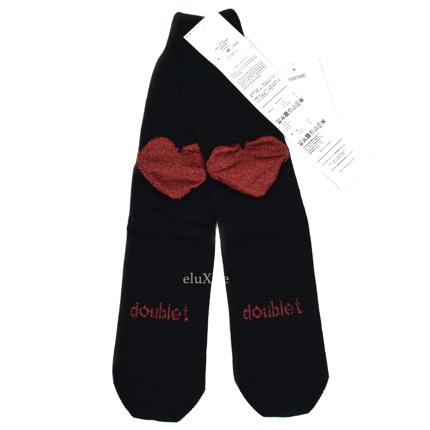 Doublet - Black Pop-Up Heart Knit Socks