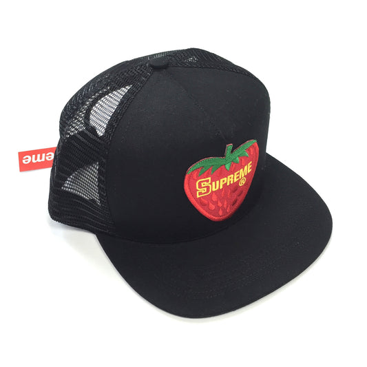 Supreme - Black Strawberry Trucker Hat