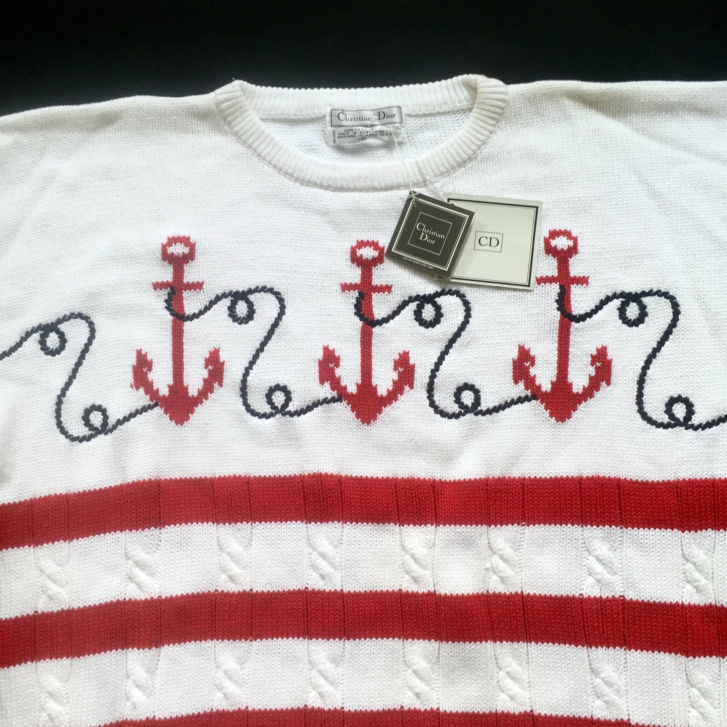 Dior - Red & White Nautical Sweater
