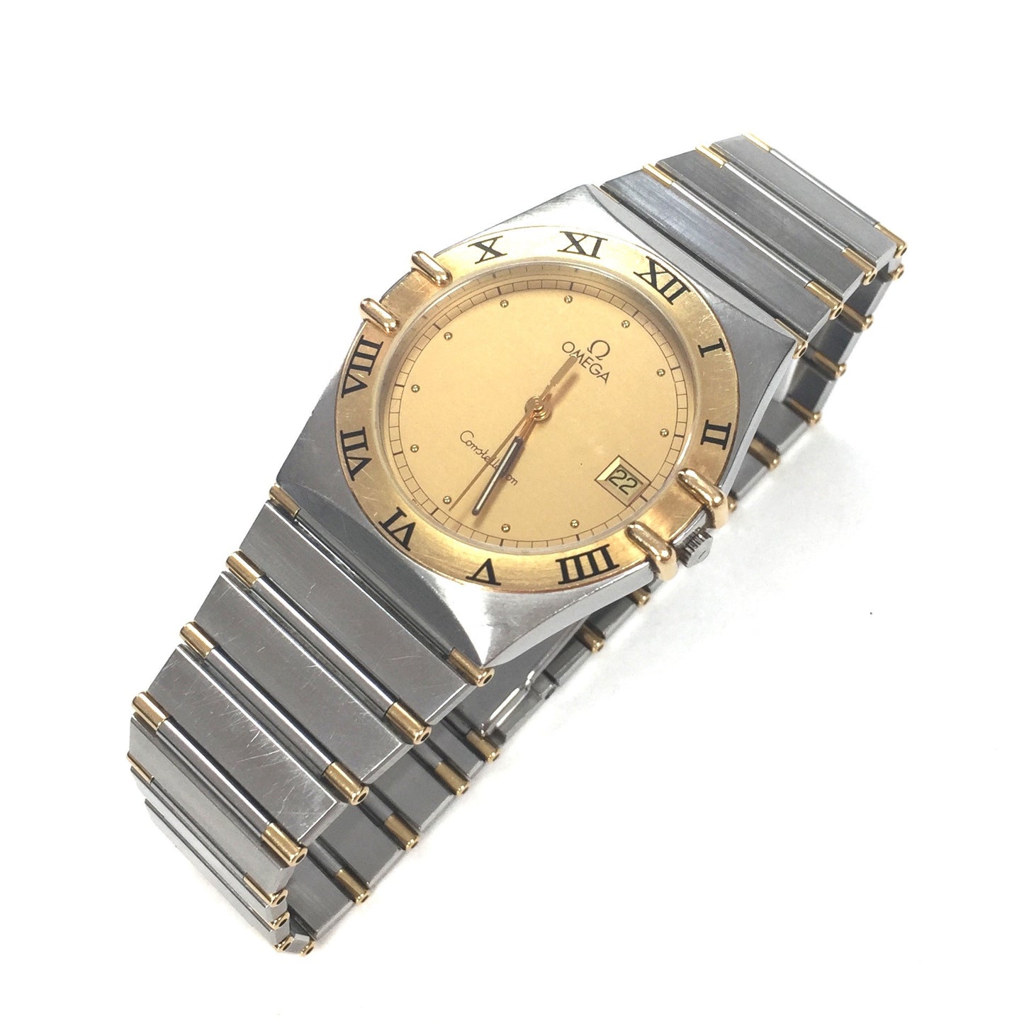 Omega - Constellation Date 18K Half Bar Watch