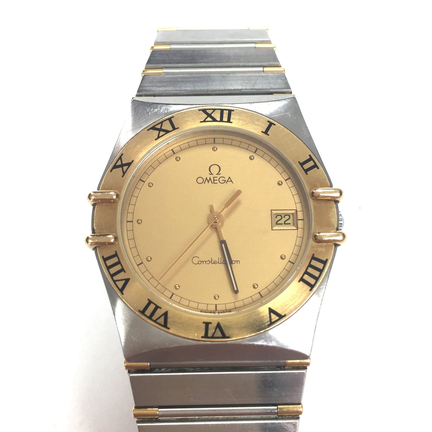 Omega - Constellation Date 18K Half Bar Watch