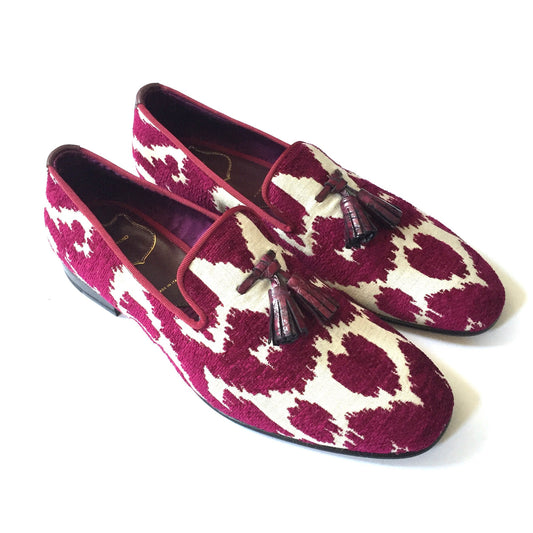 Tom Ford - Magenta Jacquard Croc Tassel Loafers