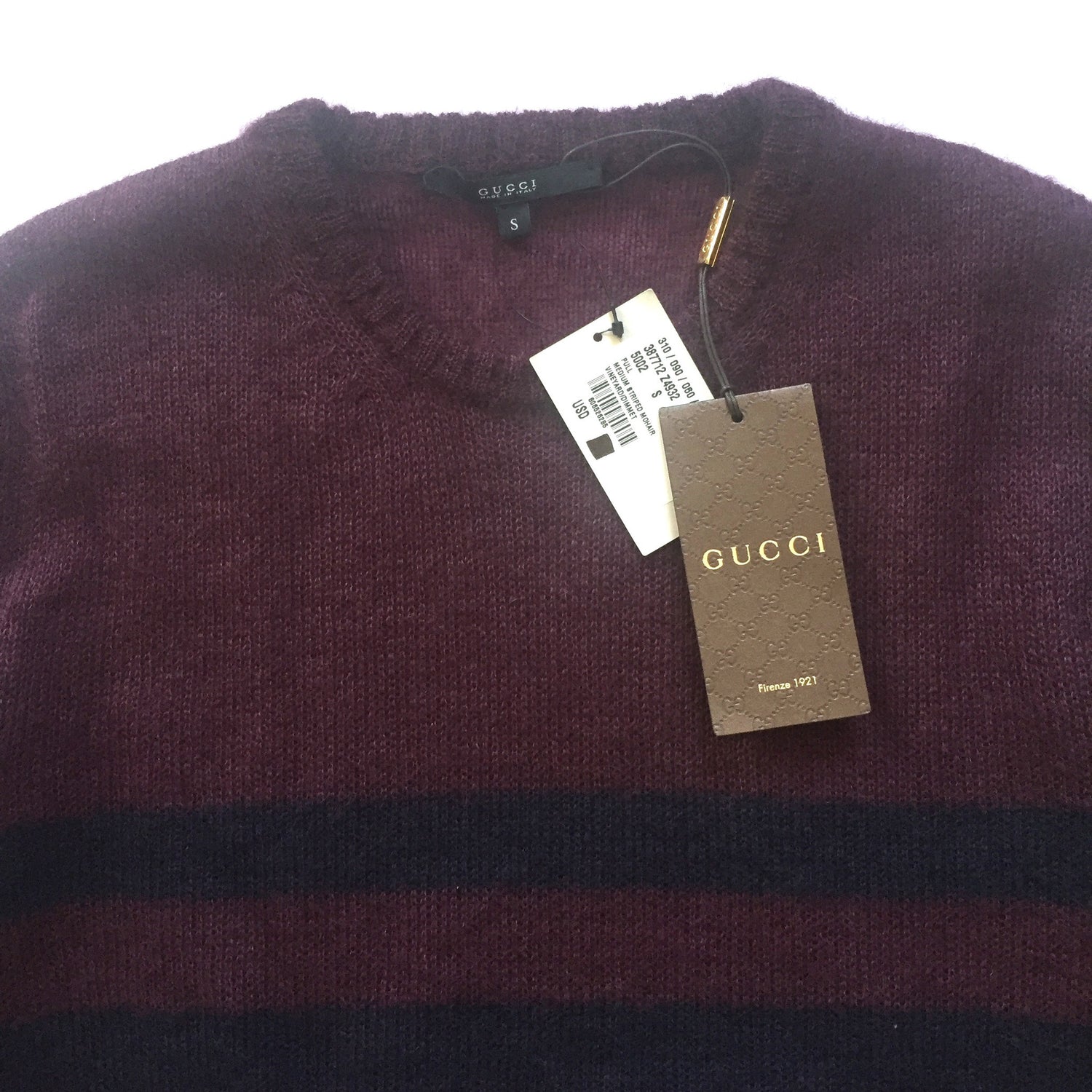 Gucci - Men's Navy & Red Nautical Striped Mohair & Silk Sweater