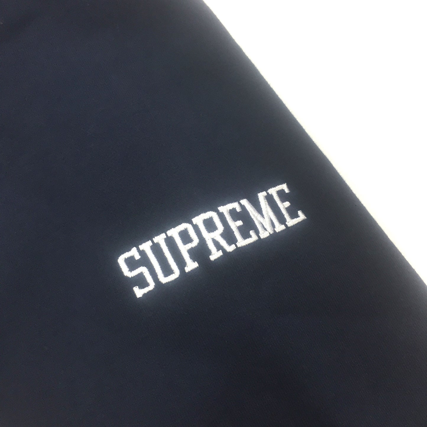 Supreme x Champion - Navy Satin Logo Hoodie