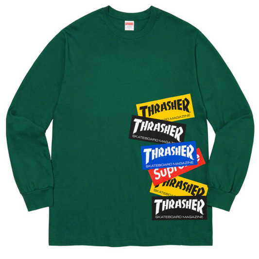 Supreme x Thrasher - Multi Logo L/S T-Shirt (Dark Green)