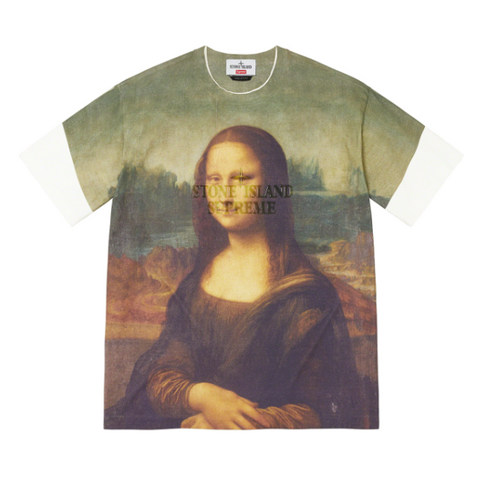 Supreme x Stone Island - Mona Lisa Print Clear Logo T-Shirt