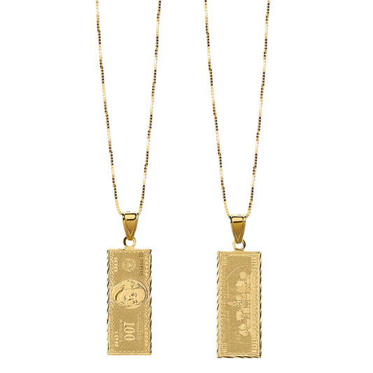Supreme - 18K Solid Gold 100 Dollar Bill Logo Pendant Necklace (FW17)