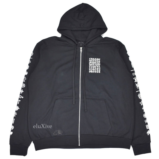 Chrome Hearts - Black Motif Logo Print Zip Hoodie