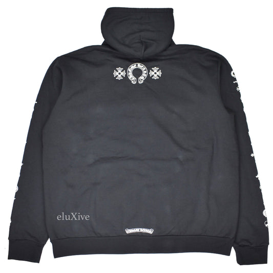 Chrome Hearts - Black Motif Logo Print Zip Hoodie