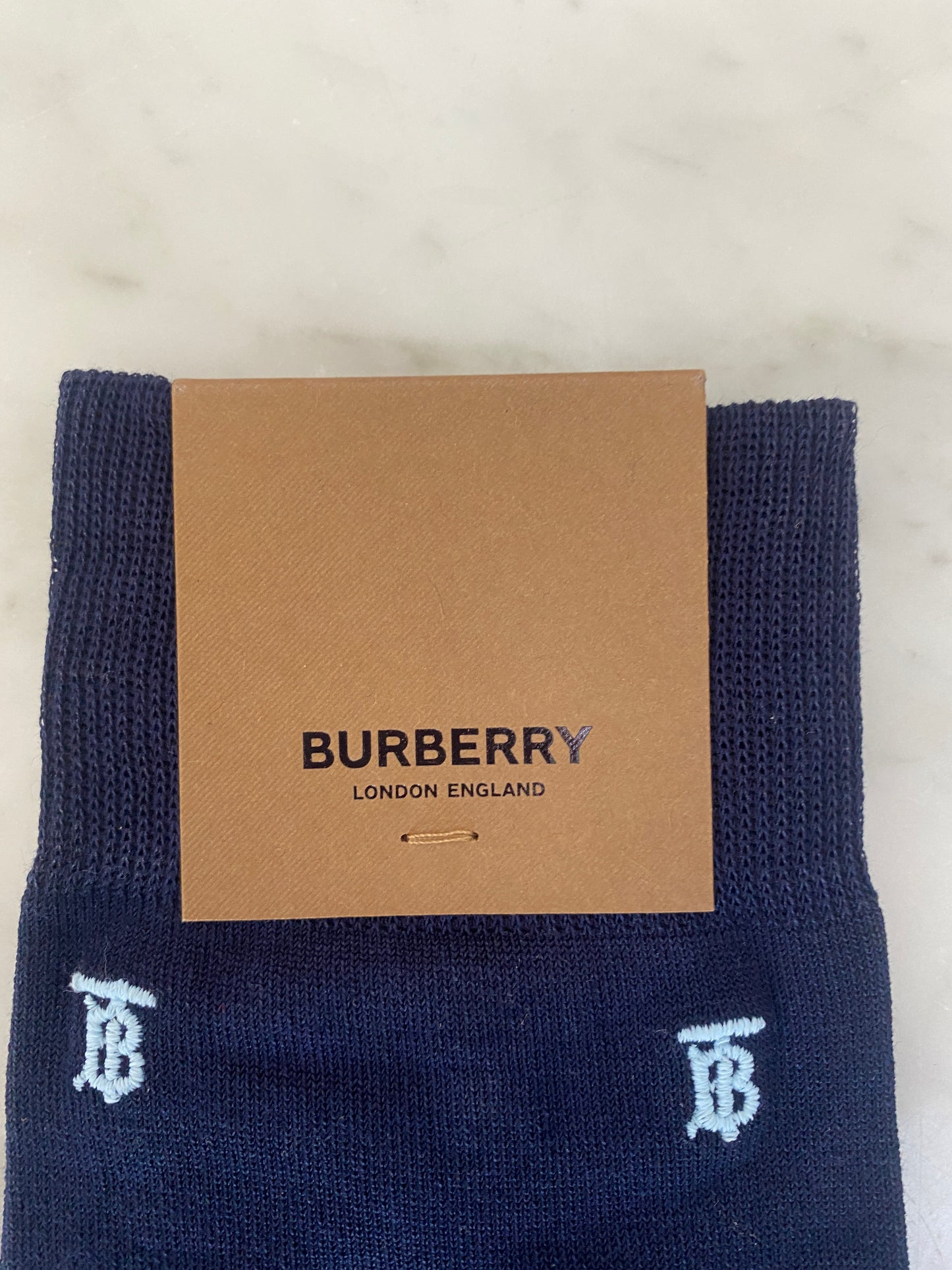 Burberry - Navy TB Star Logo Monogram Embroidered Socks