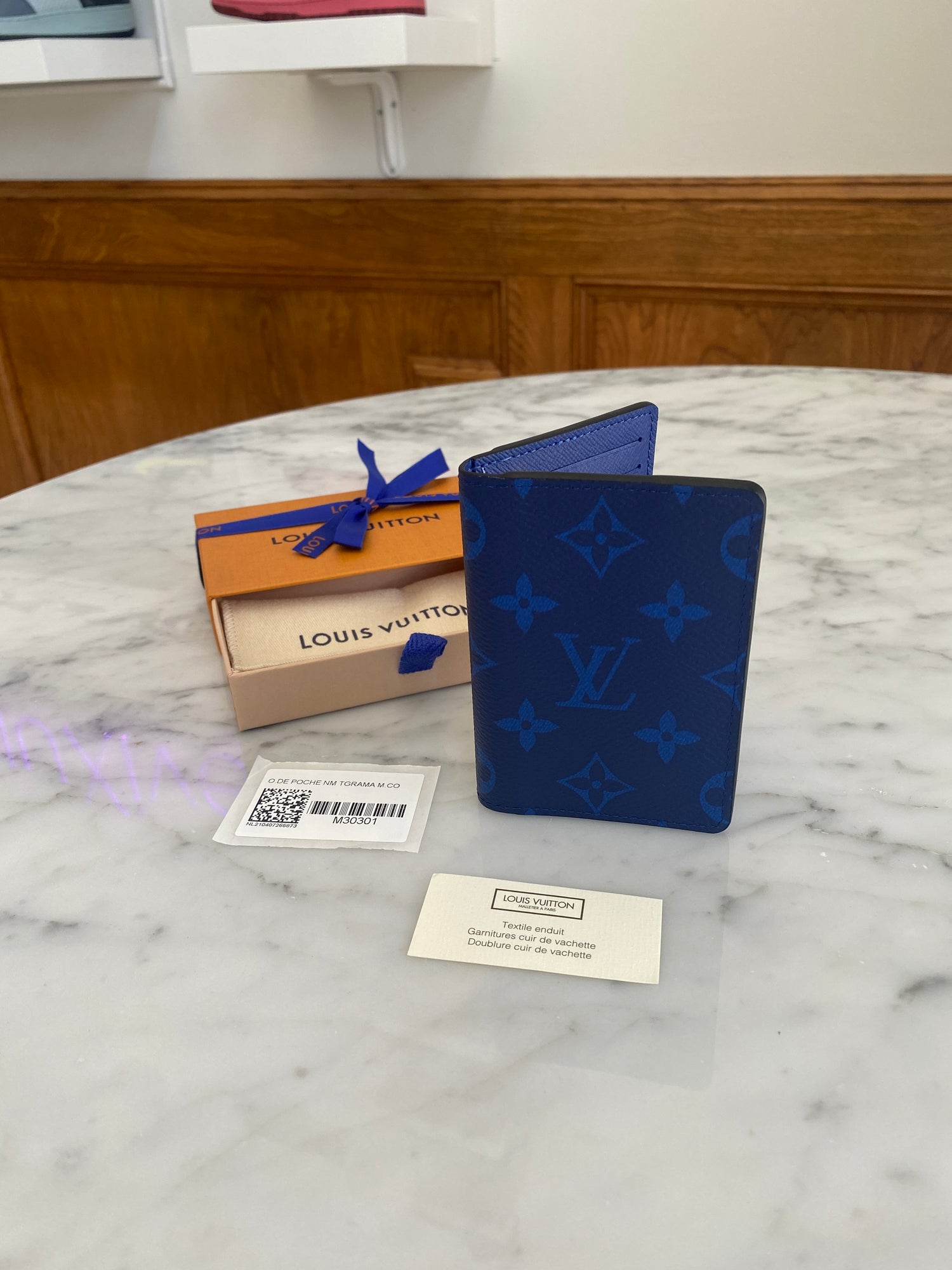 Louis Vuitton Taiga Taigarama Navy Blue Monogram Logo Pocket Organizer  Wallet