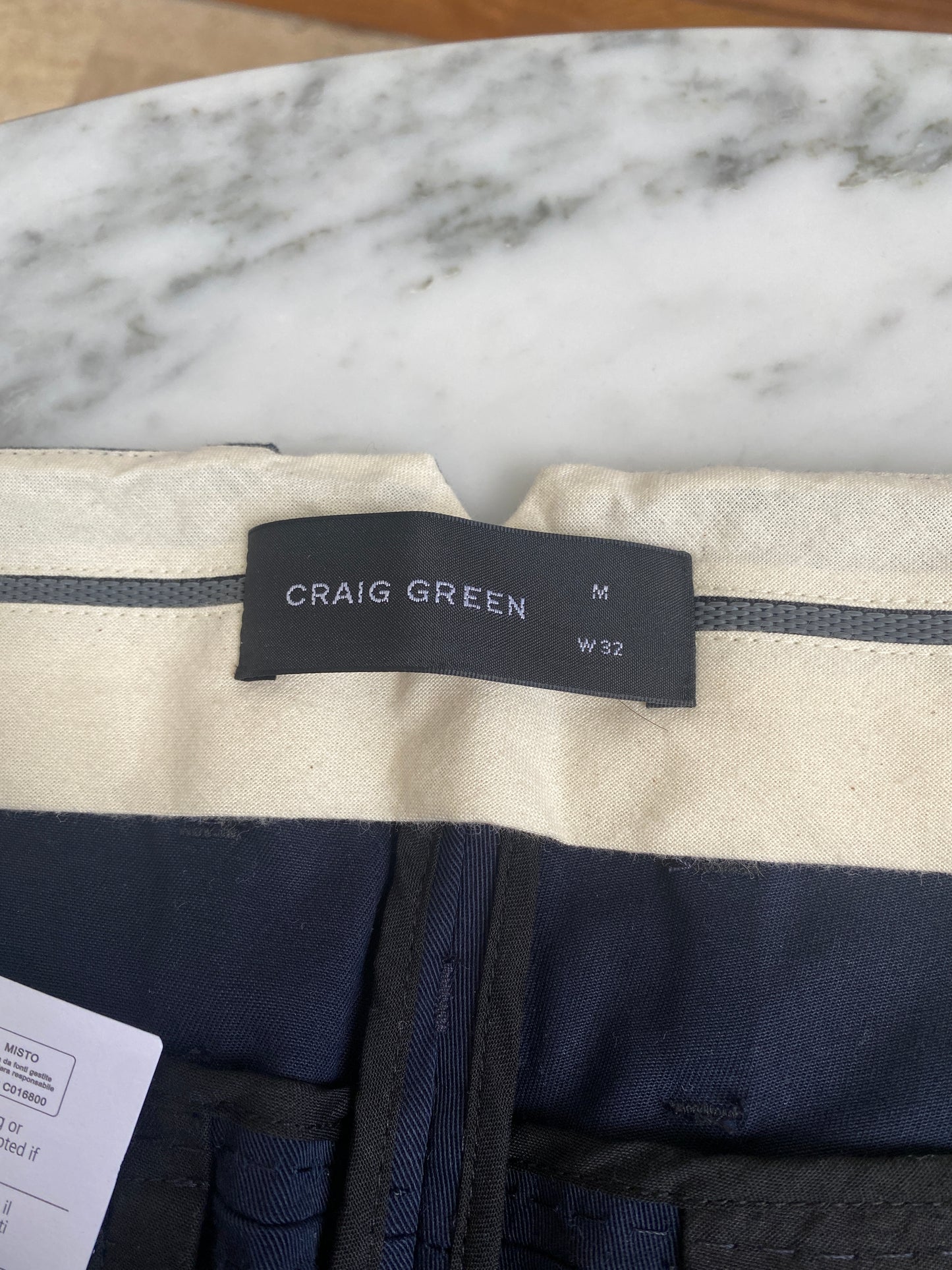 Craig Green - Navy Blue Lace Detail Twill Pants